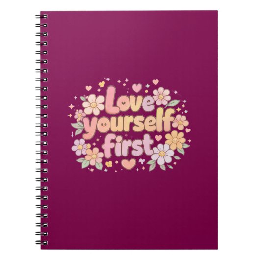 Cute Love Yourself Floral Quote Design | Gift Bag Notizblock (Vorderseite)