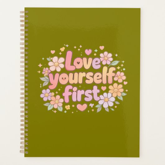 Cute Love Yourself Floral Quote Design | Gift Bag Planer (Vorderseite)