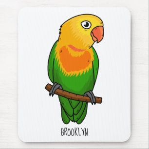 Cute lovebird cartoon parrot mousepad