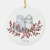 Cute Lovebirds Couples First Christmas Together Keramik Ornament (Vorne)