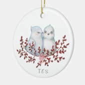 Cute Lovebirds Couples First Christmas Together Keramik Ornament (Links)