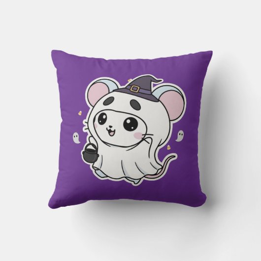 Cute lovely little mouse ready for Halloween Kissen (Rückseite)