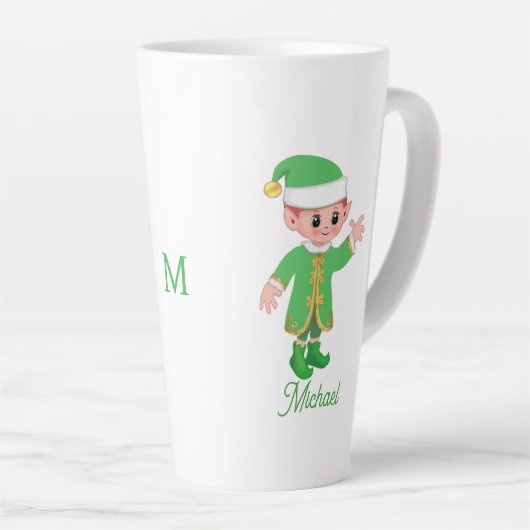 Cute Lucky Elf with Script and Monogram Milchtasse (Rechte Ecke)