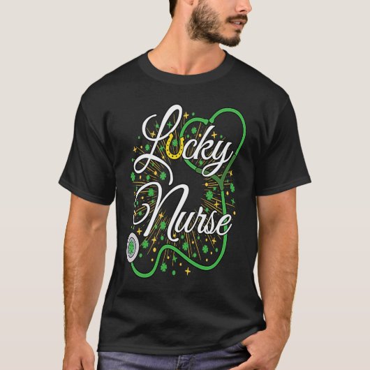 Cute Lucky Nurse St Patricks Day Shamrock Irish Nu T-Shirt (Vorderseite)