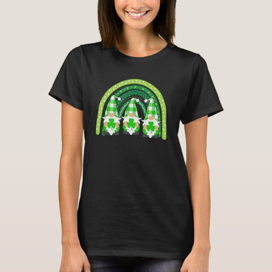 Cute Lucky Rainbow Gnome Happy St Patricks Day Fam T-Shirt (Vorderseite)