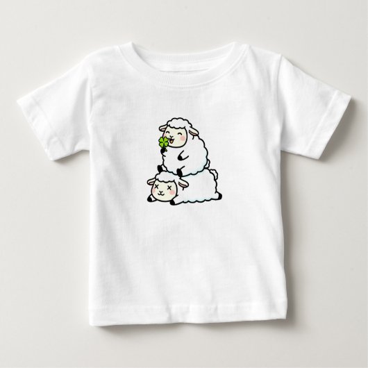 Cute Lucky Sheep St. Patrick's Day Clover Baby T-shirt (Vorderseite)