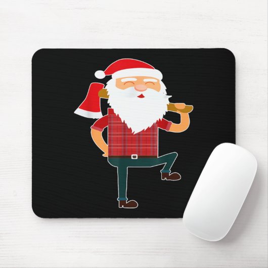 Cute Lumberjack Santa Funny Ugly Christmas Axe Hat Mousepad (Mit Mouse)