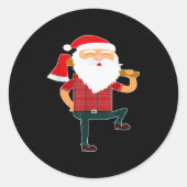 Cute Lumberjack Santa Funny Ugly Christmas Axe Hat Runder Aufkleber (Vorderseite)