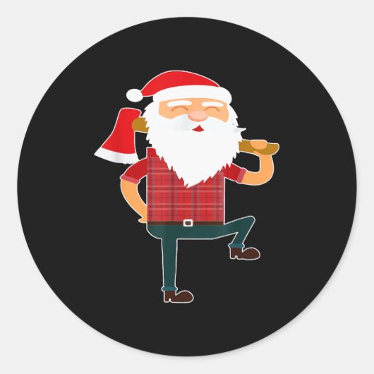 Cute Lumberjack Santa Funny Ugly Christmas Axe Hat Runder Aufkleber (Vorderseite)