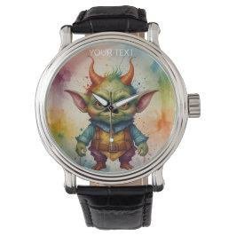 Cute lustige kleine Goblinkreatur lebhafte Farbe Armbanduhr