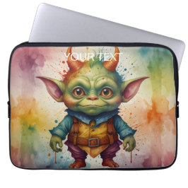 Cute lustige kleine Goblinkreatur lebhafte Farbe Laptopschutzhülle