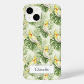 Cute Lutino Cockatiel Tropical Plants Custom   Case-Mate iPhone Hülle (Rückseite)