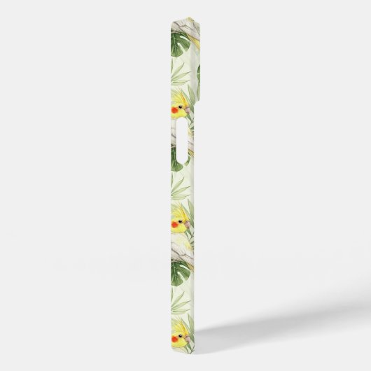 Cute Lutino Cockatiel Tropical Plants Custom   Case-Mate iPhone Hülle (Rückseite / Rechts)