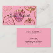 Cute Luxury Blush Pink Strawberry Pattern Visitenkarte (Vorne/Hinten)
