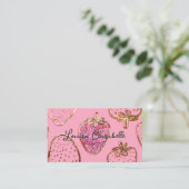 Cute Luxury Blush Pink Strawberry Pattern Visitenkarte (Stehend Vorderseite)