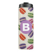 Cute Macaroon Pattern Dotty Purple Monogram Thermosbecher (Vorderseite)