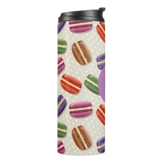 Cute Macaroon Pattern Dotty Purple Monogram Thermosbecher (Nach links gedreht)