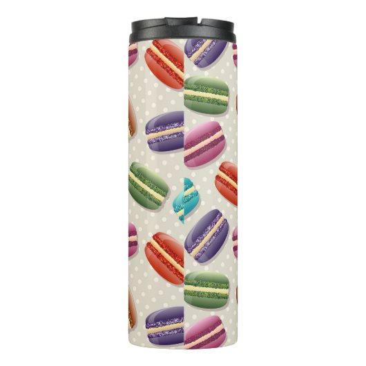 Cute Macaroon Pattern Dotty Purple Monogram Thermosbecher (Rückseite)
