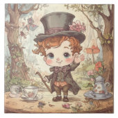 Cute Mad Hatter Whimsical Wonderland Woodland Art Fliese (Vorderseite)
