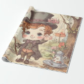 Cute Mad Hatter Whimsical Wonderland Woodland Art Geschenkpapier (Ungerollt)