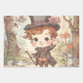 Cute Mad Hatter Whimsical Wonderland Woodland Art Geschenkpapier Set (Vorderseite)