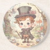 Cute Mad Hatter Whimsical Wonderland Woodland Art Getränkeuntersetzer (Vorne)