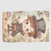 Cute Mad Hatter Whimsical Wonderland Woodland Art Golfhandtuch (Horizontal)