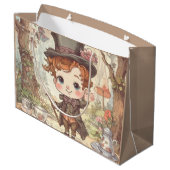 Cute Mad Hatter Whimsical Wonderland Woodland Art Große Geschenktüte (Rückseite Schrägansicht)