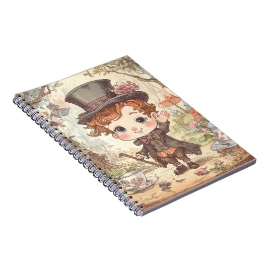 Cute Mad Hatter Whimsical Wonderland Woodland Art Notizblock (Rechte Seite)
