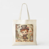 Cute Mad Hatter Whimsical Wonderland Woodland Art Tragetasche (Rückseite)
