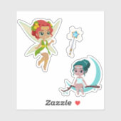 Cute Magical Fairy Girl Fantasy Vinyl Sticker Set (Blatt)