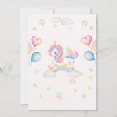 Cute Magical Fairytale Unicorn Rainbow Clouds Einladung (Rückseite)