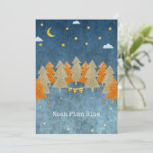 Cute Magical Forest Trees And Stars Card Einladung (Stehend Vorderseite)