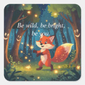 Cute Magical Fox  Quadratischer Aufkleber (Vorderseite)