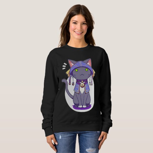 Cute Magical Kitty Unleash Your Fantasy Power with Sweatshirt (Vorne ganz)