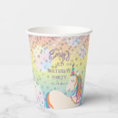 Cute Magical Rainbow Unicorn Girl Birthday Party Pappbecher (Rückseite)