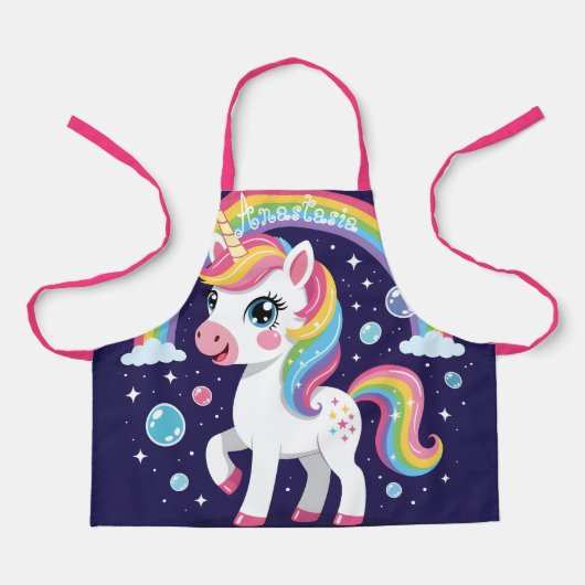 Cute Magical Sparkly Galaxy Unicorn Rainbow Schürze (Vorderseite)
