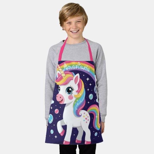 Cute Magical Sparkly Galaxy Unicorn Rainbow Schürze (Getragen)