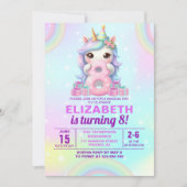 Cute Magical Unicorn8th Birthday – Magical Birthda Einladung (Vorderseite)