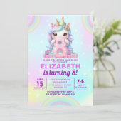 Cute Magical Unicorn8th Birthday – Magical Birthda Einladung (Stehend Vorderseite)