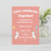 Cute Magical Unicorn Invite Einladung (Stehend Vorderseite)