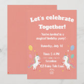 Cute Magical Unicorn Invite Einladung (Vorne/Hinten)