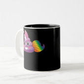 Cute Magical Unicorn Poop Emoji with Rainbow Tail Zweifarbige Tasse (Vorderseite Links)