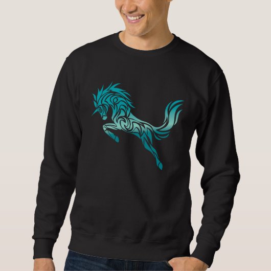 Cute Magical Unicorn Tribal Hawaiian Tattoo Sweatshirt (Vorderseite)