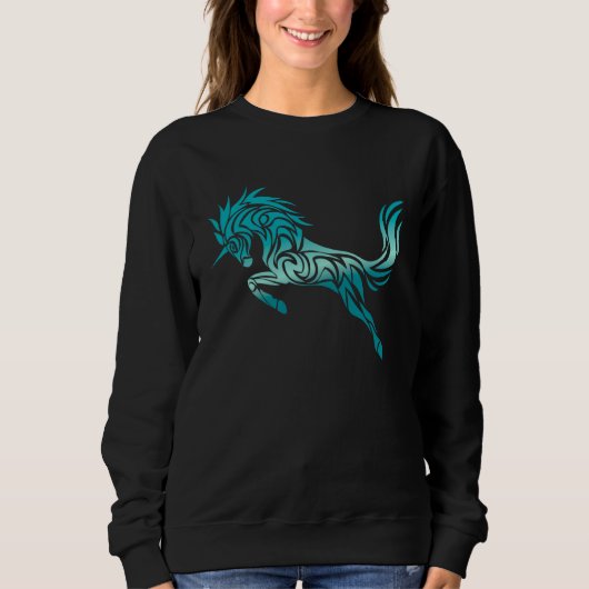 Cute Magical Unicorn Tribal Hawaiian Tattoo Sweatshirt (Vorderseite)