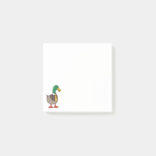 Cute Mallard Duck White Collar Necktie Post-it Klebezettel (Vorderseite)