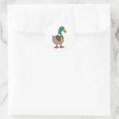 Cute Mallard Duck White Collar Necktie Runder Aufkleber (Tasche)
