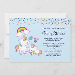 Cute Mama & Baby Einhorn Magische Babyparty Einladung