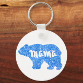 Cute Mama bear blue sparkling glitter Schlüsselanhänger (Vorderseite)