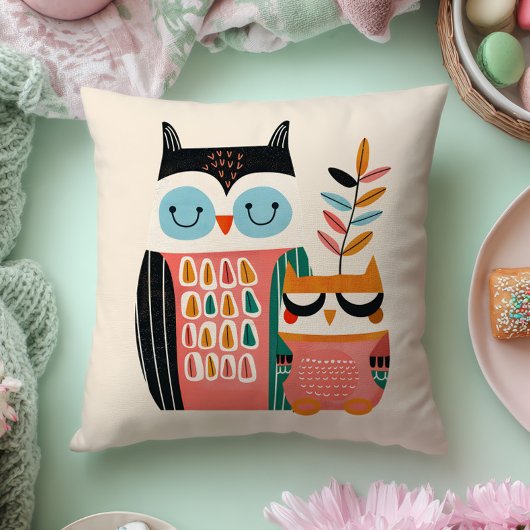 Cute Mama Owl& Baby Owlet Whimsical Nursery  Kissen
